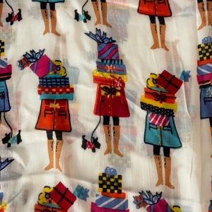 Vintage scarf with shopping girl pattern